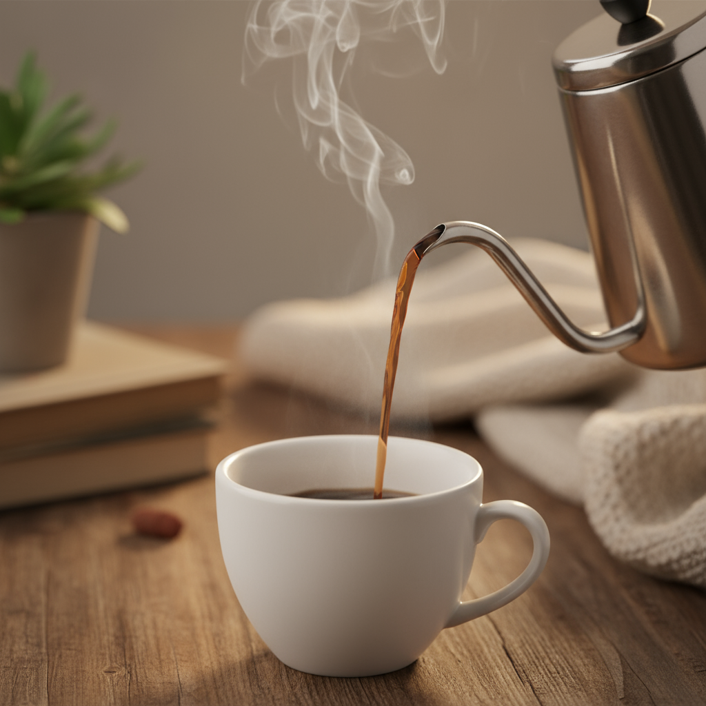 Garrafa de café servindo uma xícara